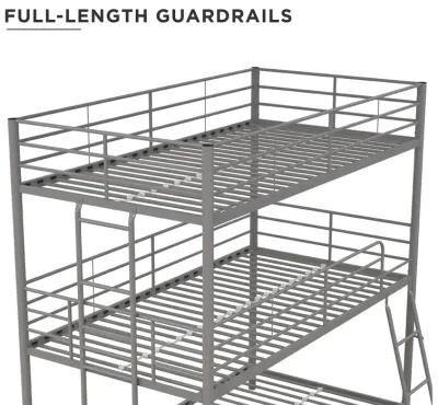 Everleigh Metal Triple Bunk Bed with Metal Slats and 2 Integrated Ladders