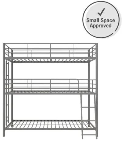 Everleigh Metal Triple Bunk Bed with Metal Slats and 2 Integrated Ladders