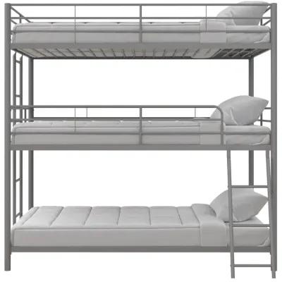 Everleigh Metal Triple Bunk Bed with Metal Slats and 2 Integrated Ladders