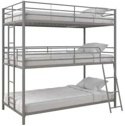 Everleigh Metal Triple Bunk Bed with Metal Slats and 2 Integrated Ladders