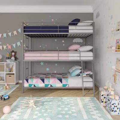 Everleigh Metal Triple Bunk Bed with Metal Slats and 2 Integrated Ladders