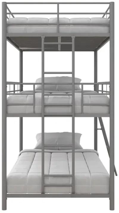 Everleigh Metal Triple Bunk Bed with Metal Slats and 2 Integrated Ladders