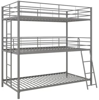 Everleigh Metal Triple Bunk Bed with Metal Slats and 2 Integrated Ladders