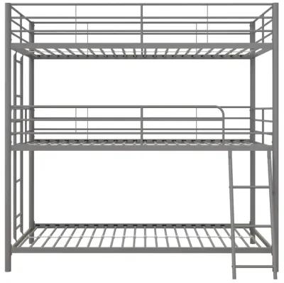 Everleigh Metal Triple Bunk Bed with Metal Slats and 2 Integrated Ladders