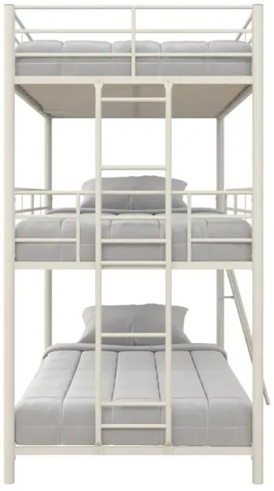 Everleigh Metal Triple Bunk Bed with Metal Slats and 2 Integrated Ladders