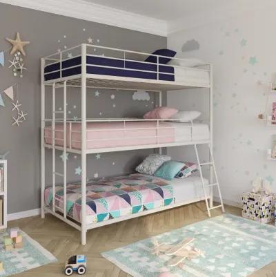 Everleigh Metal Triple Bunk Bed with Metal Slats and 2 Integrated Ladders