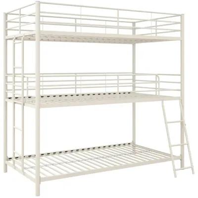 Everleigh Metal Triple Bunk Bed with Metal Slats and 2 Integrated Ladders