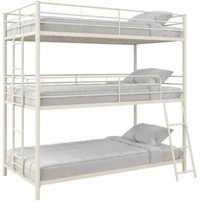 Everleigh Metal Triple Bunk Bed with Metal Slats and 2 Integrated Ladders