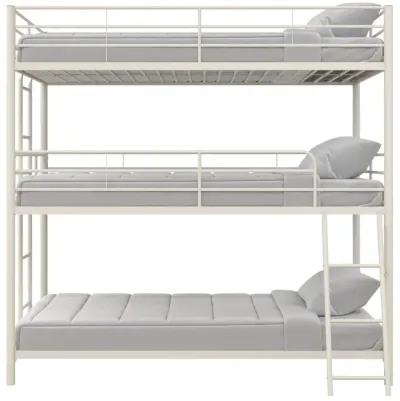 Everleigh Metal Triple Bunk Bed with Metal Slats and 2 Integrated Ladders