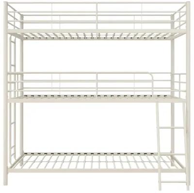 Everleigh Metal Triple Bunk Bed with Metal Slats and 2 Integrated Ladders