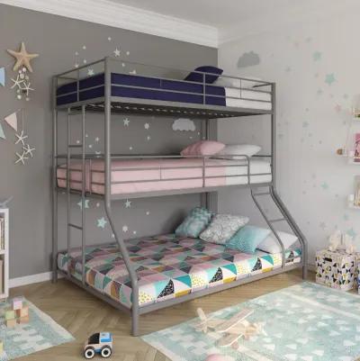 Everleigh Metal Triple Bunk Bed with Metal Slats and 2 Integrated Ladders