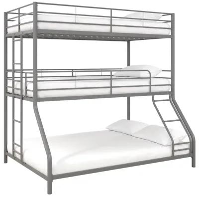 Everleigh Metal Triple Bunk Bed with Metal Slats and 2 Integrated Ladders