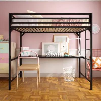 Miles Metal Full Loft Bed with Desk with an Integrated Ladder