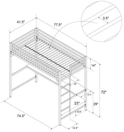 Miles Metal Full Loft Bed with Desk with an Integrated Ladder