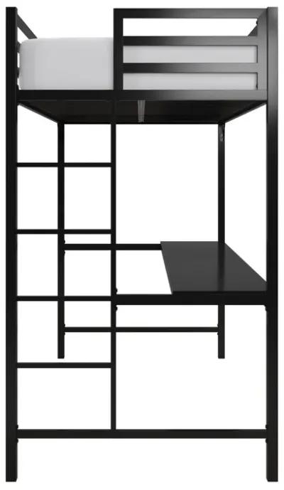 Miles Metal Full Loft Bed with Desk with an Integrated Ladder