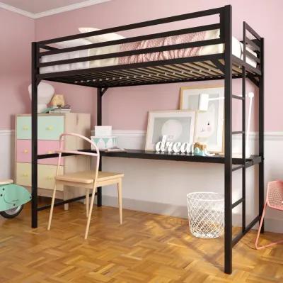 Miles Metal Full Loft Bed with Desk with an Integrated Ladder