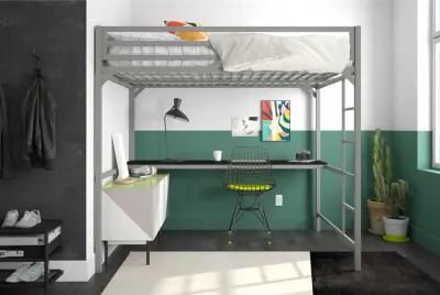 Miles Metal Full Loft Bed with Desk with an Integrated Ladder