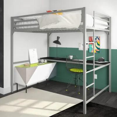 Miles Metal Full Loft Bed with Desk with an Integrated Ladder