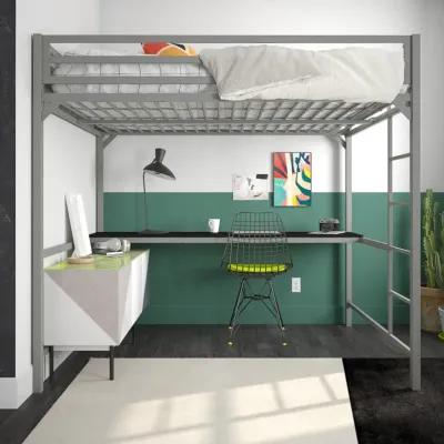 Miles Metal Full Loft Bed with Desk with an Integrated Ladder