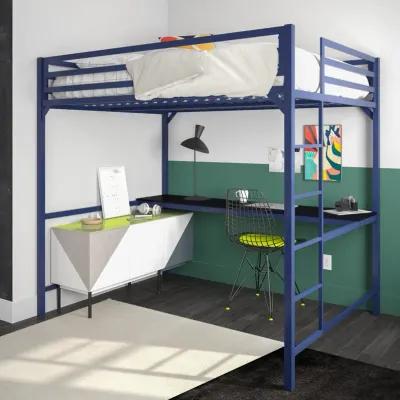 Miles Metal Full Loft Bed with Desk with an Integrated Ladder