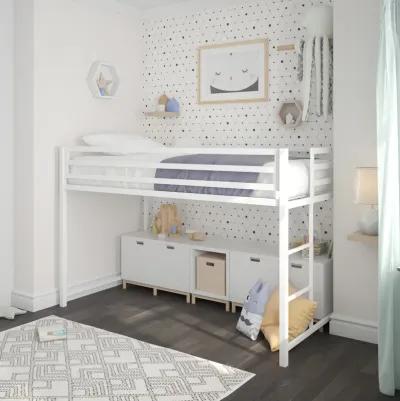 Miles Metal Junior Twin Loft Bed with Integrated Ladder