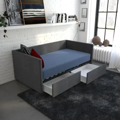 Upholstered Daybed with Wooden Slats and Storage Drawers