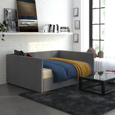 Upholstered Daybed with Wooden Slats and Storage Drawers