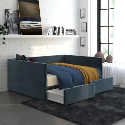 Upholstered Daybed with Wooden Slats and Storage Drawers