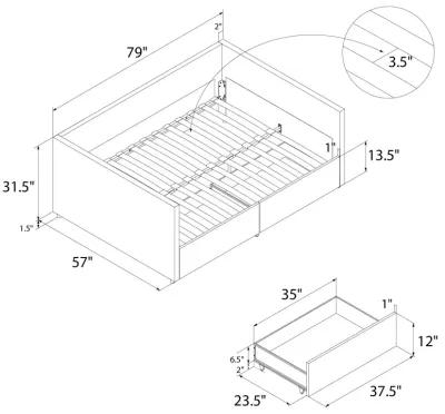 Upholstered Daybed with Wooden Slats and Storage Drawers