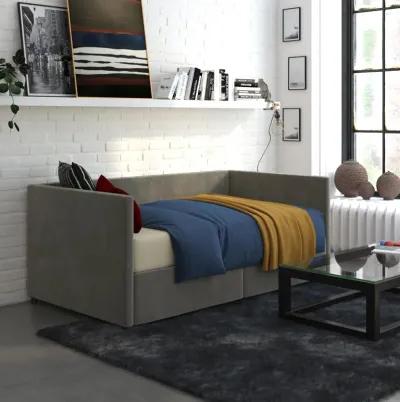 Upholstered Daybed with Wooden Slats and Storage Drawers