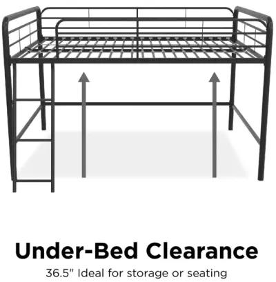 Jett Junior Full Metal Loft Bed with 3 Step Ladder