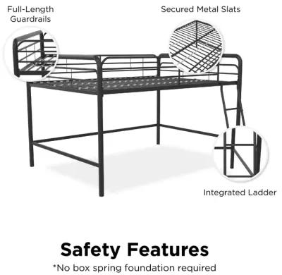 Jett Junior Full Metal Loft Bed with 3 Step Ladder