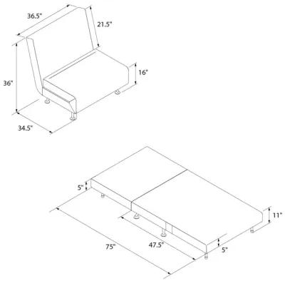 Mikko Seater Flip Chair with Wood Frame and Steel Legs