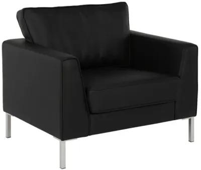 Monroe Faux Leather Accent Chair with Stainless Steel Legs