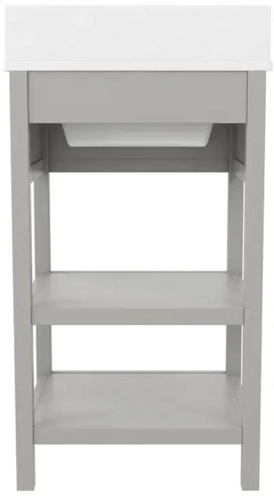 Pisa 20 Inch Bathroom Vanity with Carrera Countertop and 2 Storage Shelves