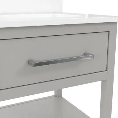 Pisa 20 Inch Bathroom Vanity with Carrera Countertop and 2 Storage Shelves