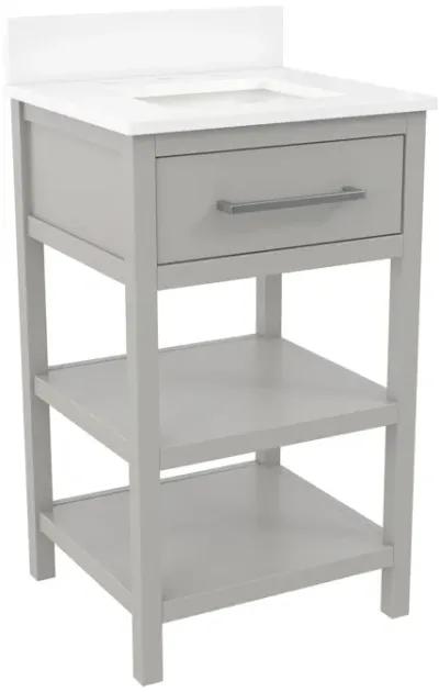 Pisa 20 Inch Bathroom Vanity with Carrera Countertop and 2 Storage Shelves