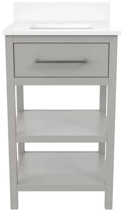 Pisa 20 Inch Bathroom Vanity with Carrera Countertop and 2 Storage Shelves