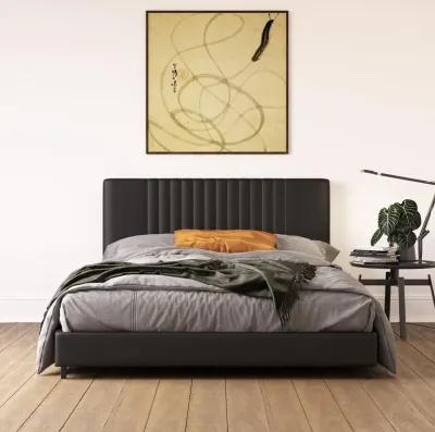 Rio Faux Leather Upholstered Platform Bed with Tufted Headboard