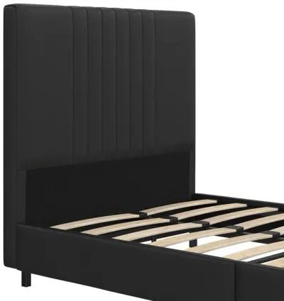 Rio Faux Leather Upholstered Platform Bed with Tufted Headboard