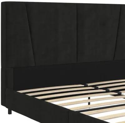 Maverick Velvet Upholstered Platform Bed with Tufted Headboard