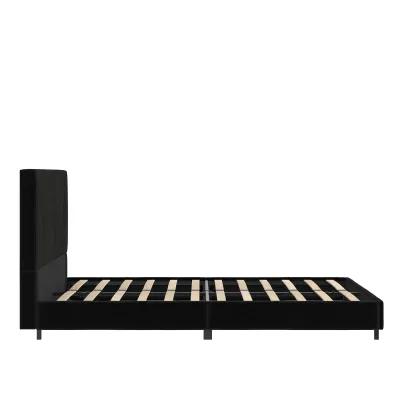 Maverick Velvet Upholstered Platform Bed with Tufted Headboard