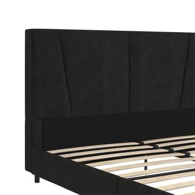 Maverick Velvet Upholstered Platform Bed with Tufted Headboard