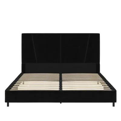 Maverick Velvet Upholstered Platform Bed with Tufted Headboard