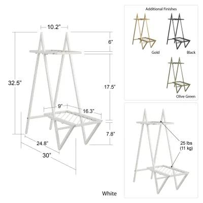 Botanika Plant Stand with 2 Metal Shelves for Potted Flowers