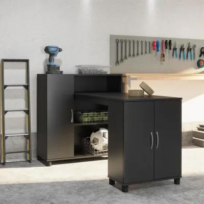 Basin Hobby and Craft Desk with Open Shelving and Storage Cabinet