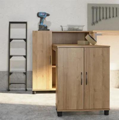 Basin Hobby and Craft Desk with Open Shelving and Storage Cabinet