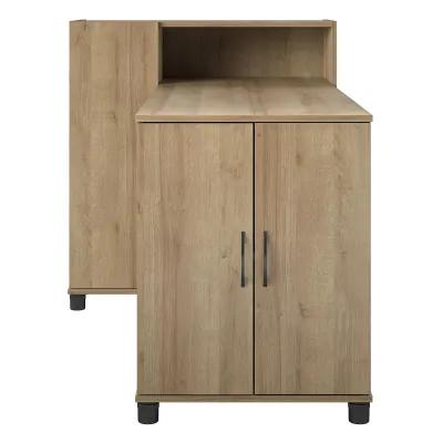 Basin Hobby and Craft Desk with Open Shelving and Storage Cabinet