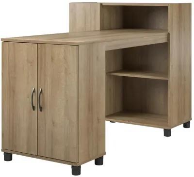 Basin Hobby and Craft Desk with Open Shelving and Storage Cabinet