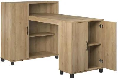 Basin Hobby and Craft Desk with Open Shelving and Storage Cabinet